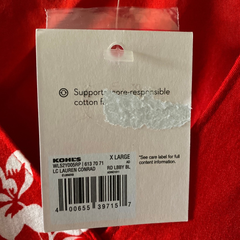 LC Lauren Conrad Women's Sleeveless Button-Down Dress Sz XL Red White Floral NWT - Picture 5 of 7